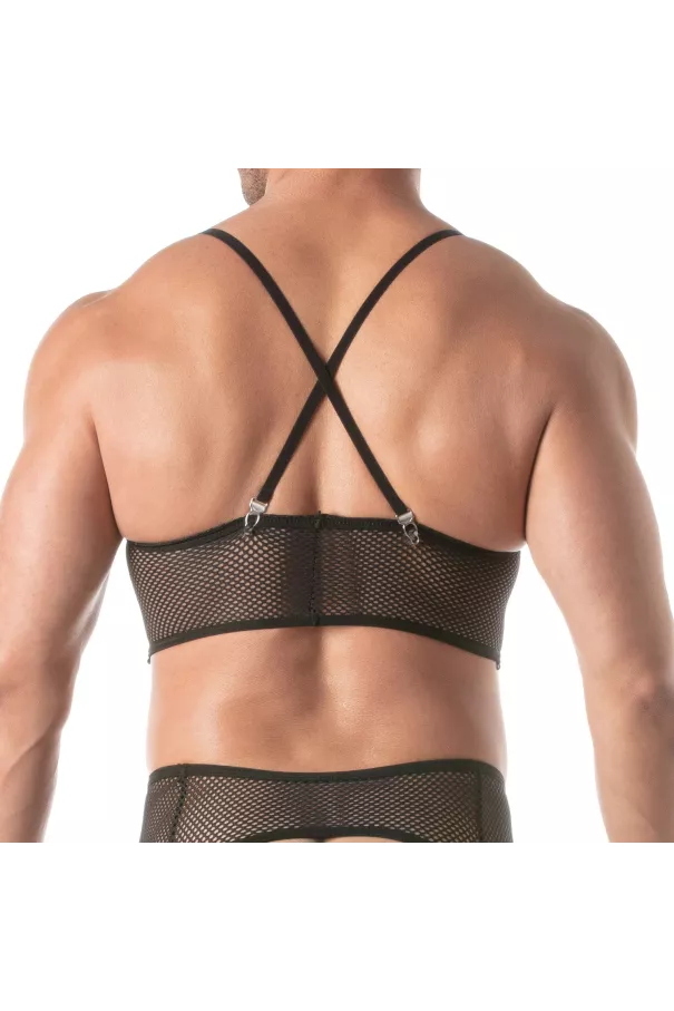 Bustier Circuit en résille Noir Pour Homme De Dos