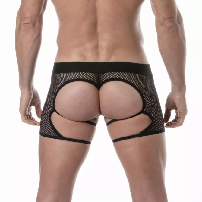 Circuit Fishnet Chaps Thong Black For Men Back