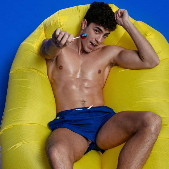 Short de bain mi-cuisse Bleu royal