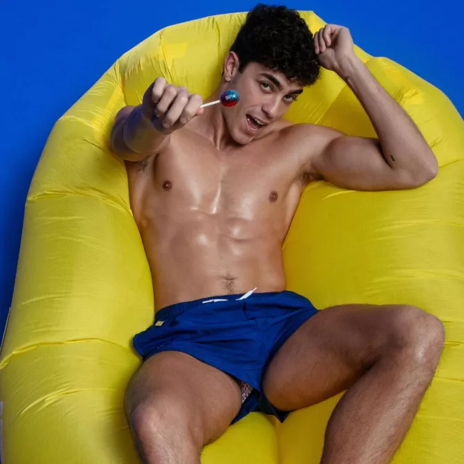 Short de bain mi-cuisse Bleu royal