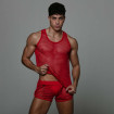 See Through Mesh Tank Top Red