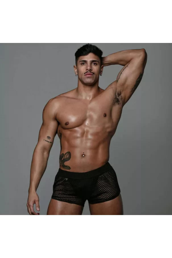Mini Shorts Pour Homme Transparent Noir
