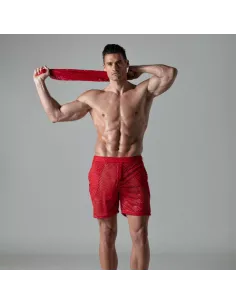 Short Long Transparent Pour Hommes Rouge