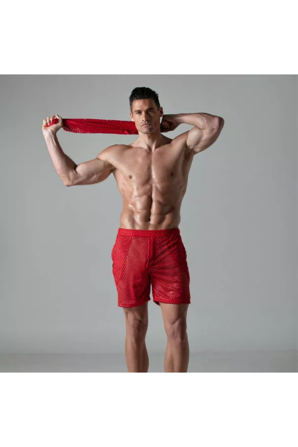 Short Long Transparent Pour Hommes Rouge