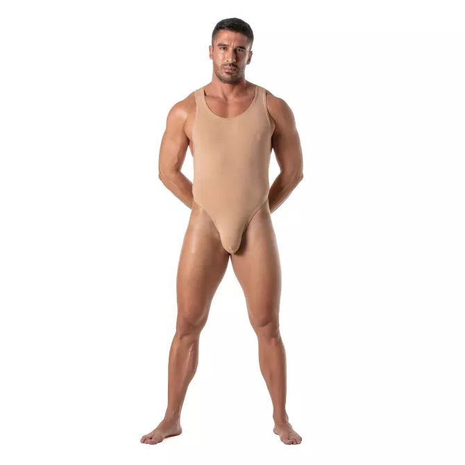 Men Wearing a Skin color Bodythong Beige