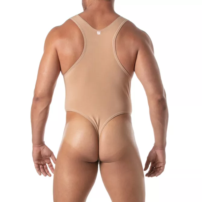 A Skin color Bodythong By TOF Paris From a Back View