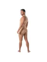 Homme Portant un Débardeur couleur peau De Dos nous regardant