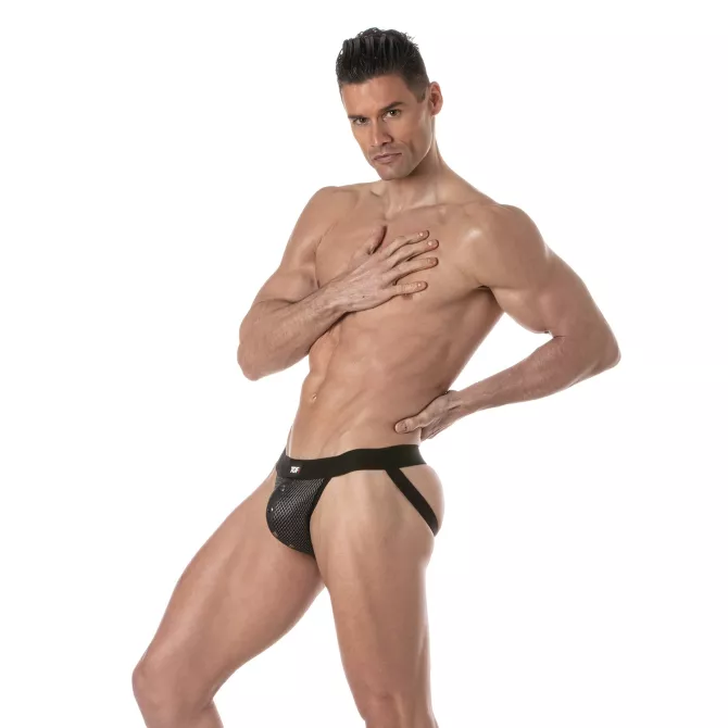 3D Snap Jockstraps Black Grey