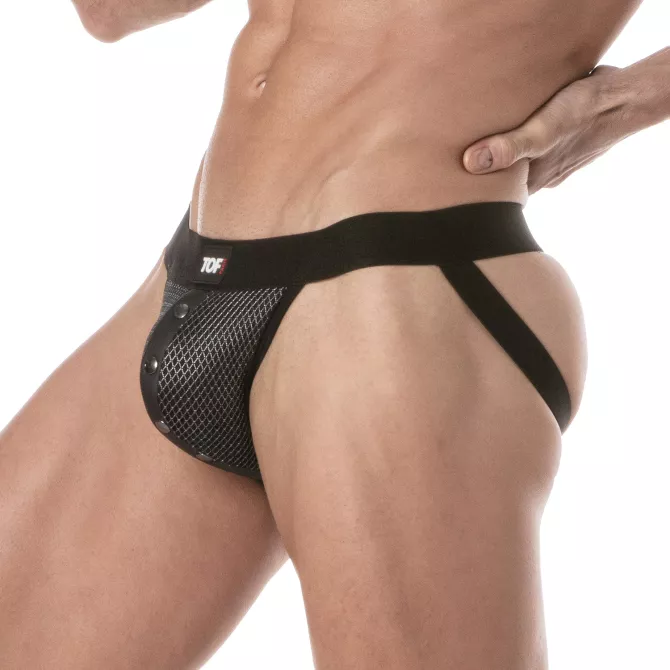 3D Snap Jockstraps Black Grey