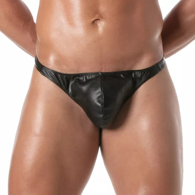 String Kinky Noir - Sous-vêtement Cuir Homme | TOF Paris