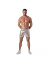 Short Mi-Cuisse à 5 Poches Pailletées Argent
