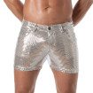Men's Sexy Mid-Thigh Silver Glitter Shorts - TOF Paris