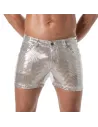 Short Mi-Cuisse à 5 Poches Pailletées Argent