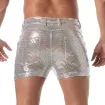 Men's Sexy Mid-Thigh Silver Glitter Shorts - TOF Paris