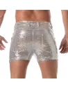 Short Mi-Cuisse à 5 Poches Pailletées Argent