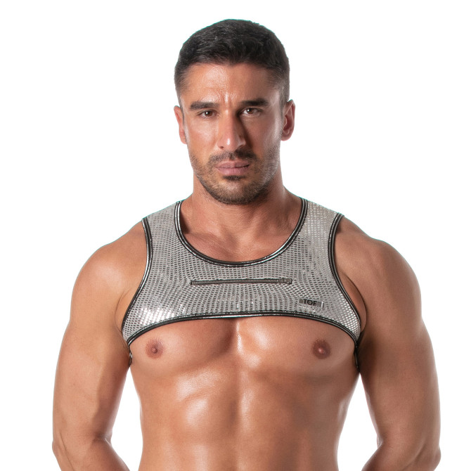 Glitter Zipped Harness Silver