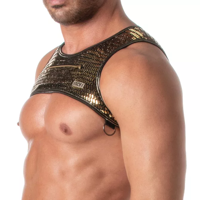 Glitter Zipped Harness Gold