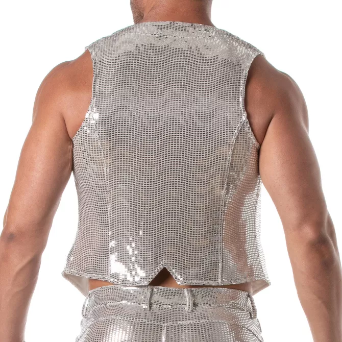 Gilet à Chaînes Pailleté Argent