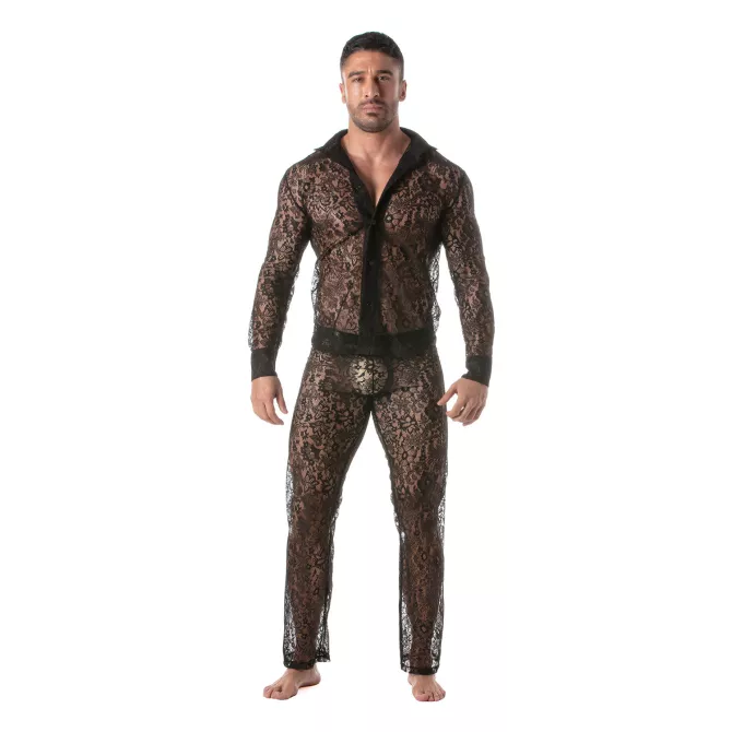 Men wearing a Lace Long Sleeves Shirt by TOF Paris