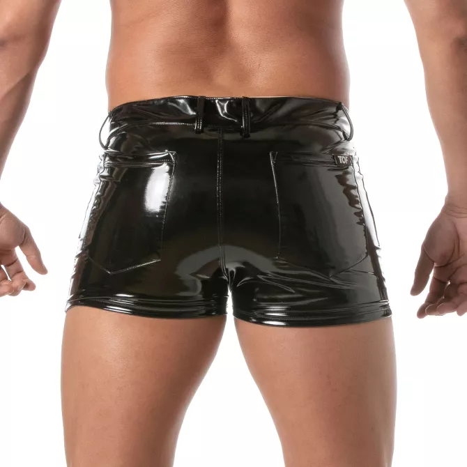 Vinyl 5 Pocket Mid-Thigh Shorts Black