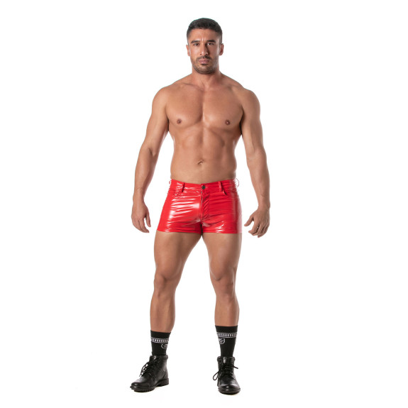 Short Mi-Cuisse à 5 Poches Vinyl Rouge