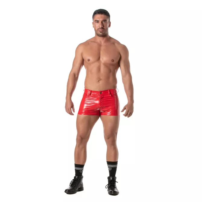 Short Mi-Cuisse à 5 Poches Vinyl Rouge