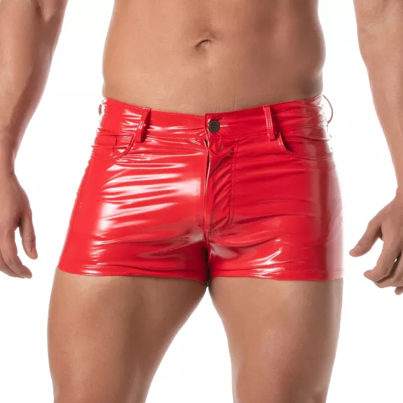 Short Mi-Cuisse à 5 Poches Vinyl Rouge