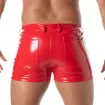 Vinyl 5 Pocket Mid-Thigh Shorts Red