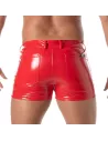 Vinyl 5 Pocket Mid-Thigh Shorts Red
