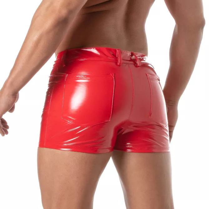 Short Mi-Cuisse à 5 Poches Vinyl Rouge
