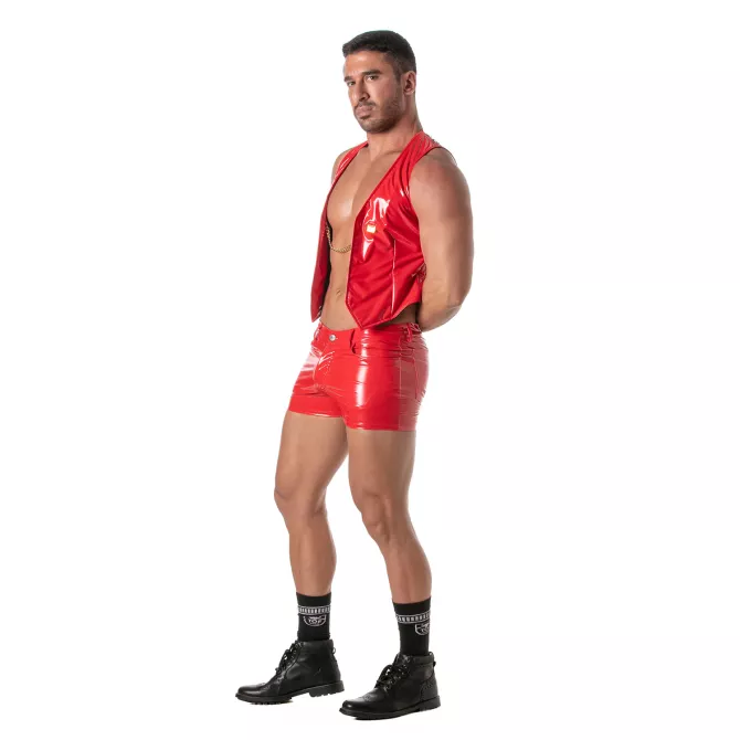 Gilet A Chaines Vinyl Rouge