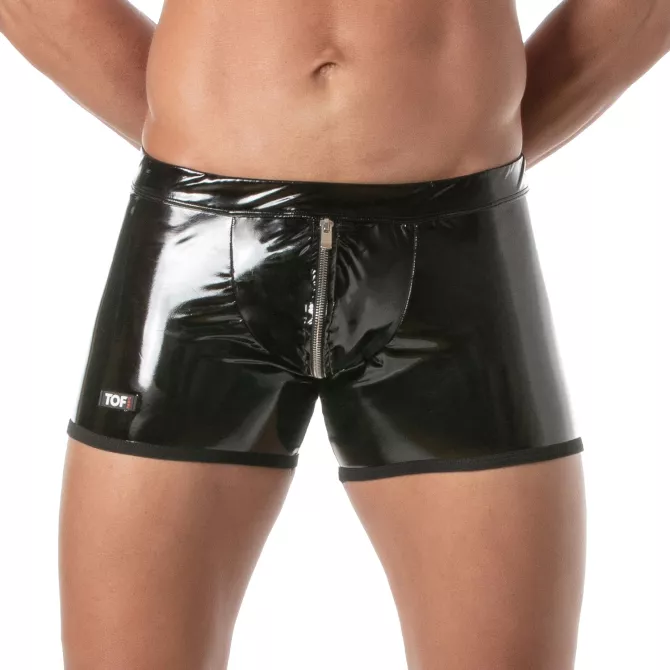Vinyl Zipped Push Up Boxer Black