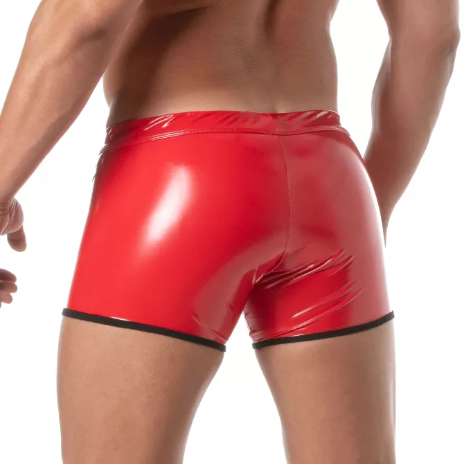 Boxer Zippé Push Up Vinyl Rouge