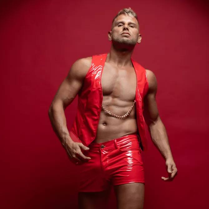 Vinyl Chain Vest Red