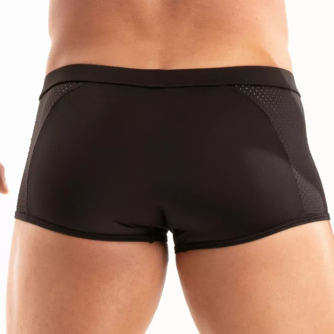 Men wearing a Temptation Microfiber Trunk Black For Men by TOF Paris