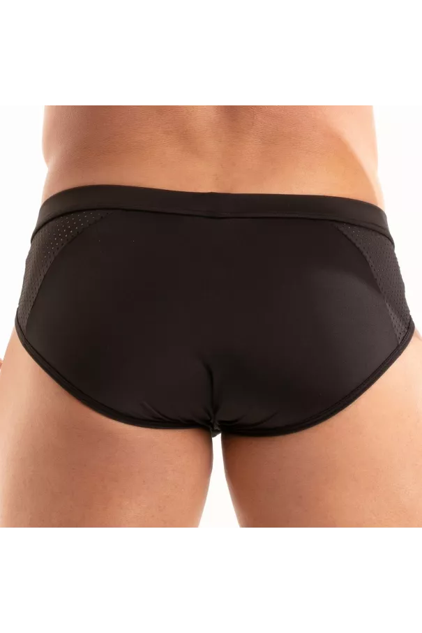 Slip Temptation en microfibre Noir De Près et de Dos