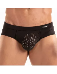 Slip Temptation en microfibre Noir De Près et de Face