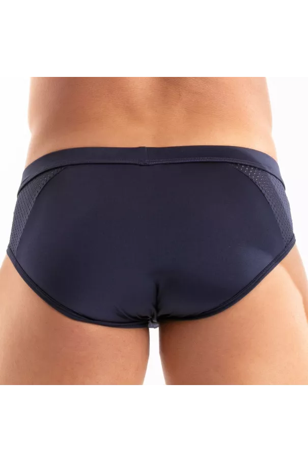 Slip Tentation en microfibre Bleu Marine De Dos
