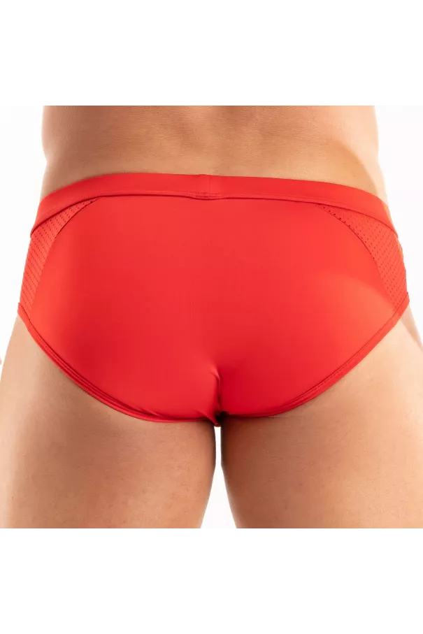 Slip Tentation en microfibre Rouge De Dos