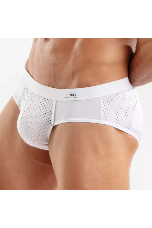 Slip Tentation en microfibre Blanc Vu De Profil