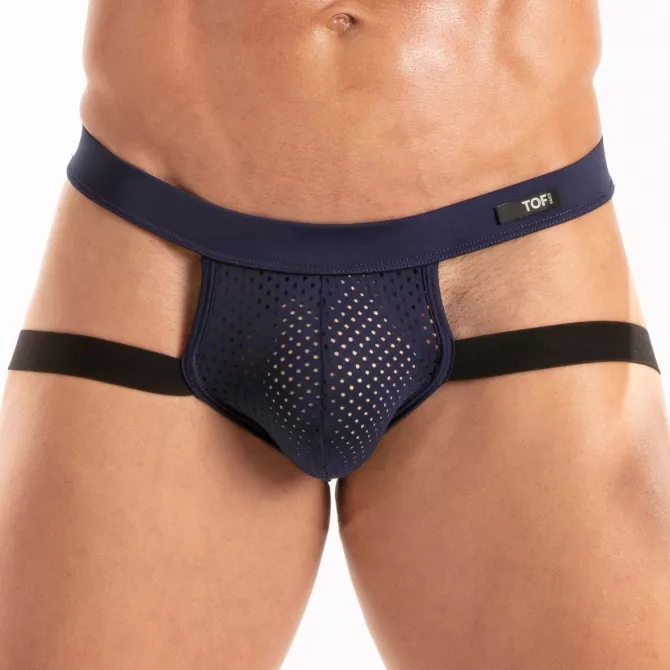 Jockstrap Tentation en Microfibre Bleu Marine Pour Homme