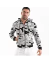 Camo Fleece Hoodie Black Grey