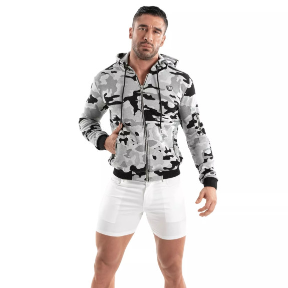 Sweat A Capuche En Polaire Camo Black Grey