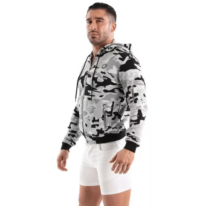 Sweat A Capuche En Polaire Camo Black Grey