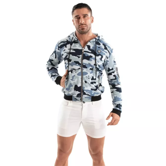 Sweat Capuche Homme Camo Bleu – Style & Confort TOF Paris