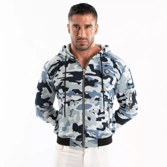 Sweat Capuche Homme Camo Bleu – Style & Confort TOF Paris
