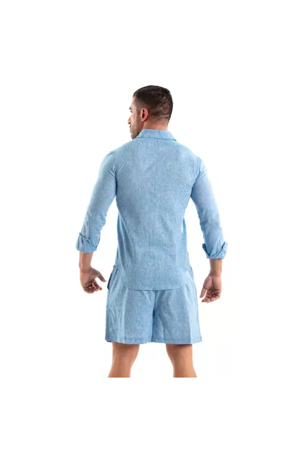 Chemise Lin Homme Blue - Élégance et Confort | TOF Paris