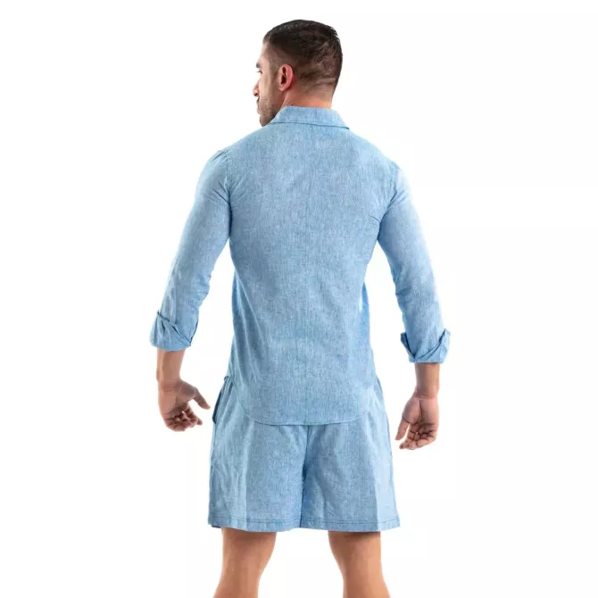 Chemise Lin Homme Blue - Élégance et Confort | TOF Paris