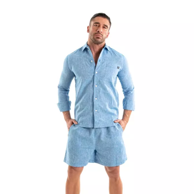 Chemise Lin Homme Blue - Élégance et Confort | TOF Paris