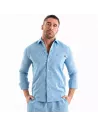Linen Long Sleeve Shirt Blue